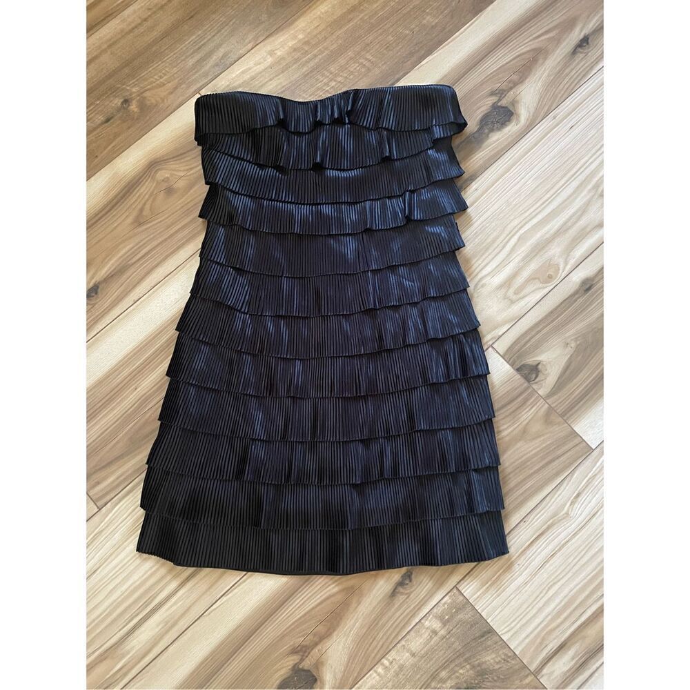 EXPRESS SEXY BLACK RUFFLED LAYERS STRAPLESS BODY HUGGING COCKTAIL EVE DRESS 6